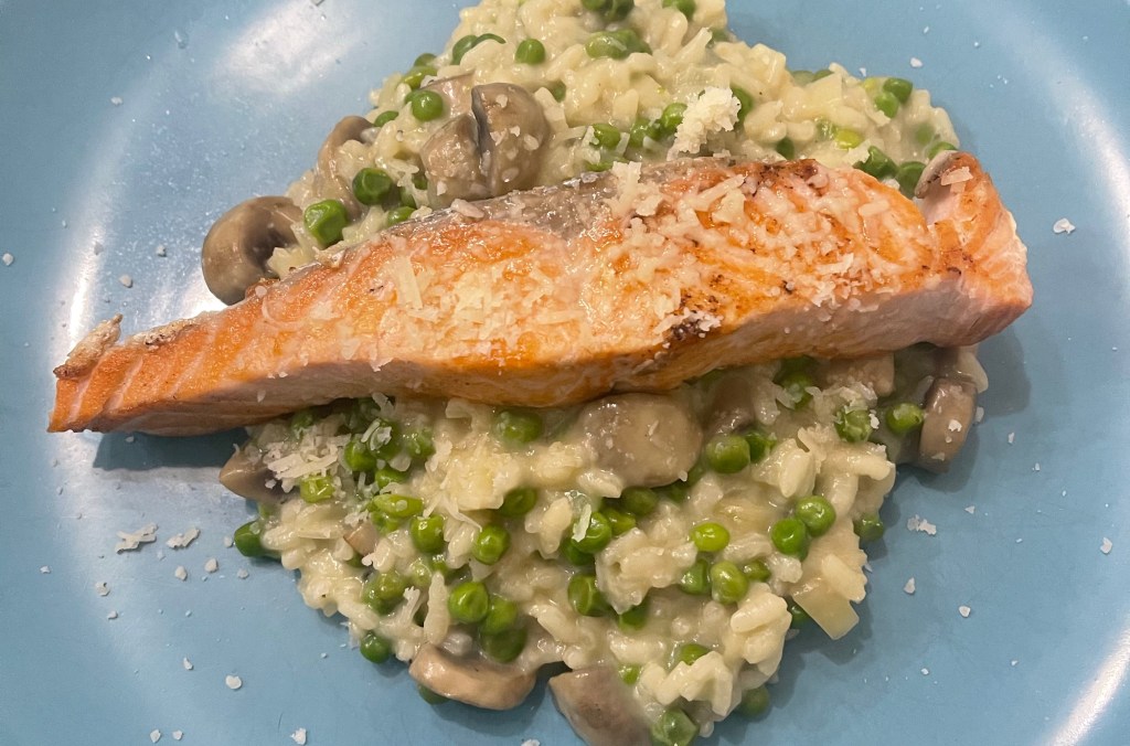 Salmon & mushroom risotto